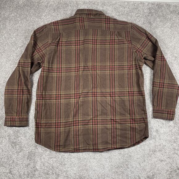 Carhartt Flannel Shirt Mens 2XL Tall Loose Fit Plaid Cotton Utility Brown - Picture 6 of 12